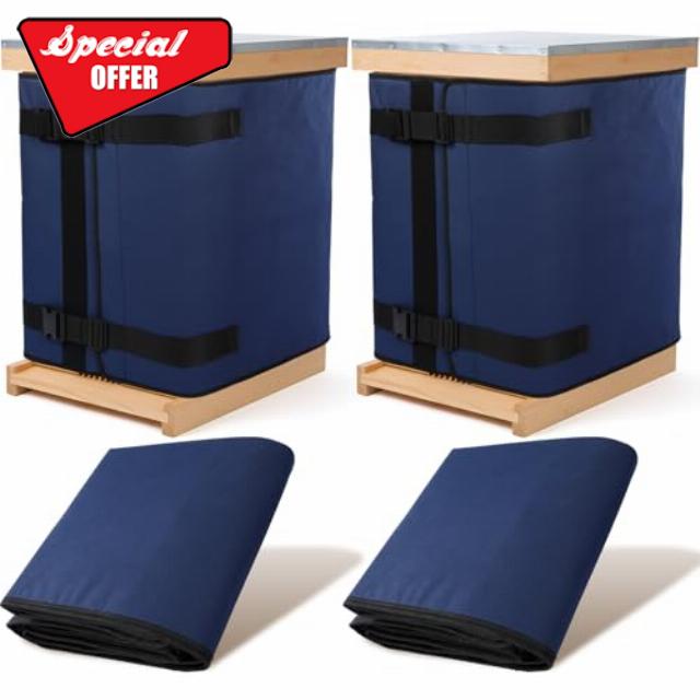 2 Pcs 24"x76'' Winter Bee Hive Wrap for 8 and 10 Frame Hives Adjustable Beehive Insulation Wrap Beekeeping Supplies Navy Blue 600d Oxford Cover