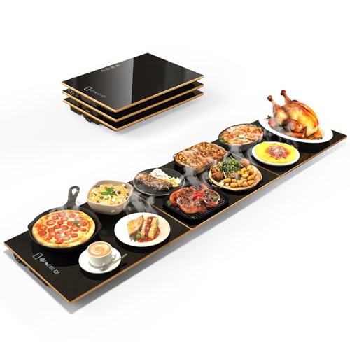 (47"x12") Assemblable Stackable Electric Warming Tray with 8-Level Temperature Adjustment and 8-Hour Timer