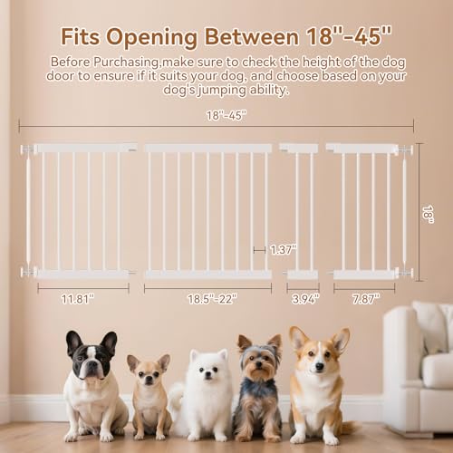18" Tall Small Pet Gate with 3 Extension Kits