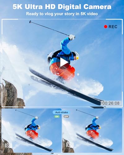 80MP 3.5"+2" Dual Screen for Self-Framing 18X Zoom Autofocus Vlogging Camera for YouTube/Content Creators/Travel