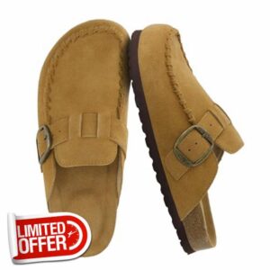 CUSHIONAIRE Canoe Genuine Suede Clogs for Women Footwear with Moc Toe Design – Casual Slip On Womens Shoes