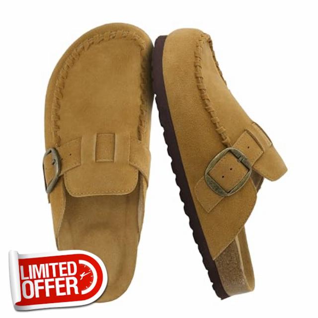 CUSHIONAIRE Canoe Genuine Suede Clogs for Women Footwear with Moc Toe Design – Casual Slip On Womens Shoes