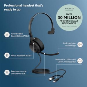 Bluetooth Headset for Work with Noise Cancelling Microphones
