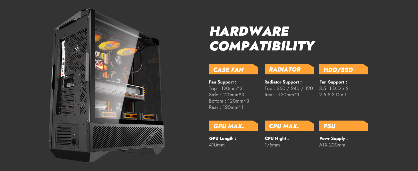 darkFlash DY460 ATX Mid-Tower PC Gaming Case