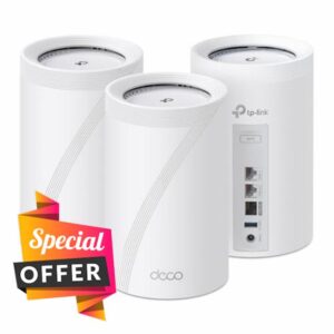 TP-Link Deco BE67 Tri-Band WiFi 7 BE14000 Whole Home Mesh System | 8-Stream 14Gbps | 1×10G+1×2.5G Multi-gig Wired Backhaul | Up to 8100 Sq.ft | VPN