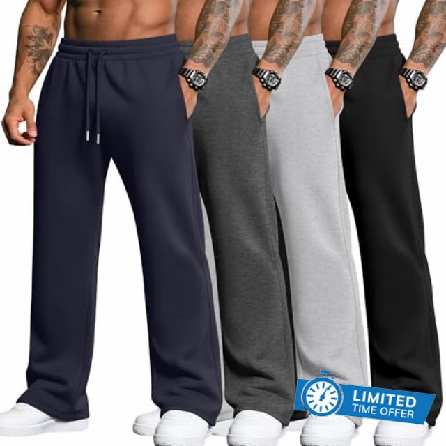 4 Pack Men's Big and Tall Sweatpants Thin Athletic Workout Joggers Baggy Lounge Drawstring Plus Pants with Pockets