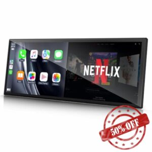 LAMTTO Upgraded 10.25'' Wireless Carplay Screen with Netflix YouTube Apps and Backup Camera Built-in Entertainment Video Box Navigation Voice Assistant for iOS 10+ Android 11+