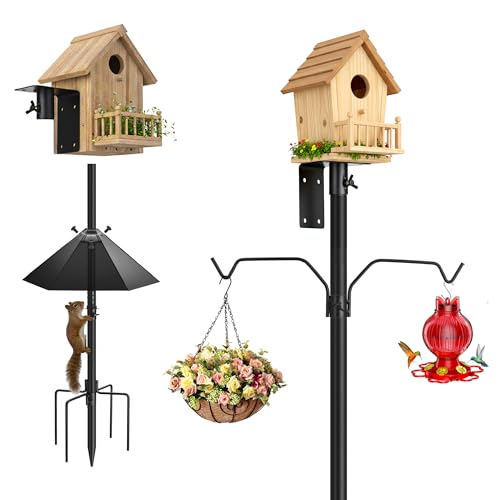 79 Inch Metal Heavy Duty Bird House Pole with Squirrel Baffle