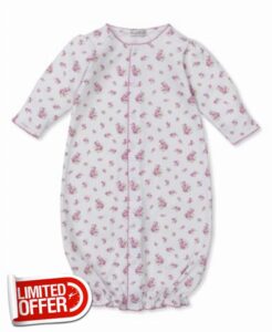 Kissy Kissy Baby Girls Infant Rose And Blooms Pink Print Convertible Gow