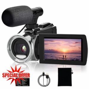 4K Video Camera Camcorder 48MP Vlogging Camera for YouTube 18X Digital Zoom 270°Rotation 3.0" LCD Screen Camera Recorder for Kids