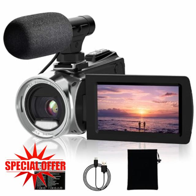 4K Video Camera Camcorder 48MP Vlogging Camera for YouTube 18X Digital Zoom 270°Rotation 3.0" LCD Screen Camera Recorder for Kids
