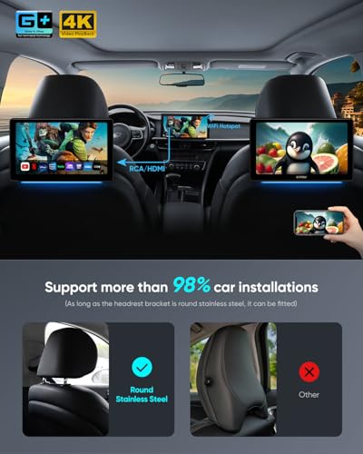 4K Android Portable Car TV for Back Seat