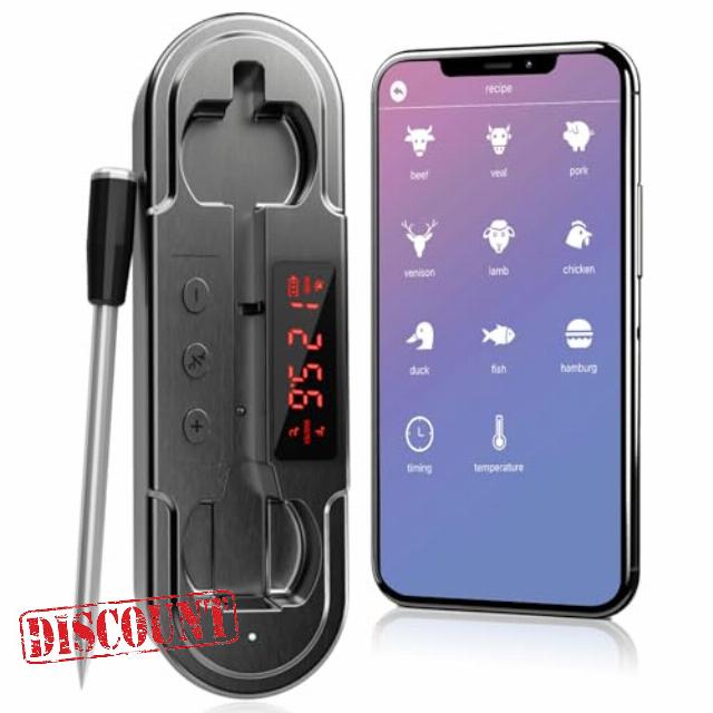 Smart Bluetooth Wireless Meat Thermometer | NIST ±0.5°F Accuracy | 10X Enhanced Sub-1G Signal & Stability | Standalone Display Base | WiFi Long-Range Thermometer for BBQ