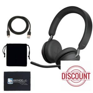 Evolve2 65 MS Stereo Jabra Wireless Headset with Link380c – Bluetooth Headphones in Black