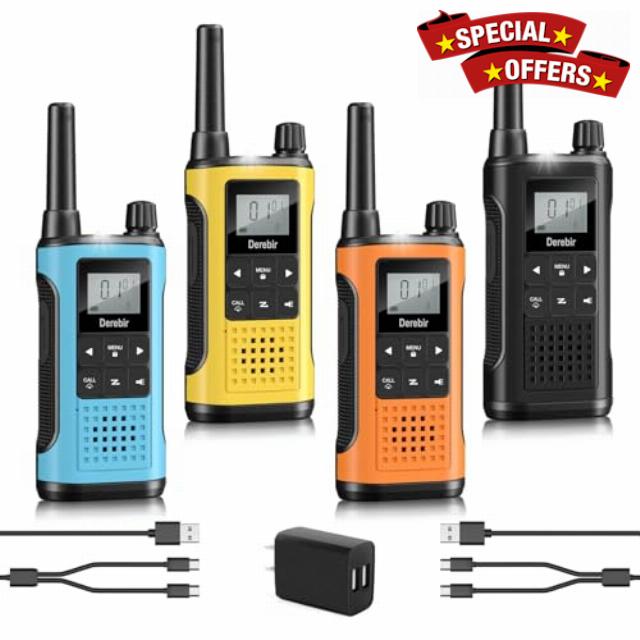 Walkie Talkies Long Range for Adults-4 Pack Rechargeable Walkie Talkies 22 FRS Channels 2-Way Radios with NOAA Weather Alert