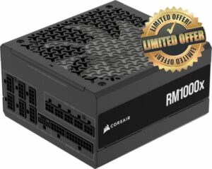 CORSAIR RM1000x Fully Modular Low-Noise ATX Power Supply – ATX 3.1 Compliant – PCIe 5.1 Support – Cybenetics Gold Efficiency – Native 12V-2x6 Connector – Black (Renewed)