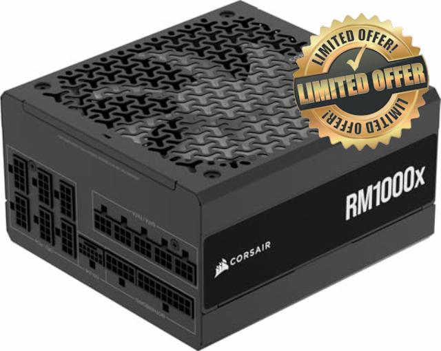 CORSAIR RM1000x Fully Modular Low-Noise ATX Power Supply – ATX 3.1 Compliant – PCIe 5.1 Support – Cybenetics Gold Efficiency – Native 12V-2x6 Connector – Black (Renewed)