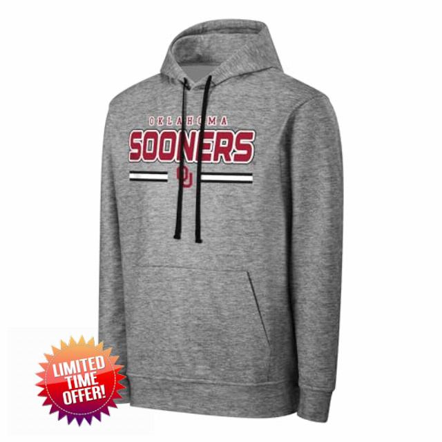 FOCO NCAA Men's Officially Licensed Gray Team Color Primary Logo Wordmark Performance Victory Stripe Pullover Hoodie