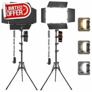 2 Pack LED Video Light with Barndoor