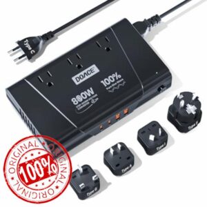 DOACE 800W Pure Sine Wave Voltage Converter US to Europe- 220V to 110V Converter for European Travel