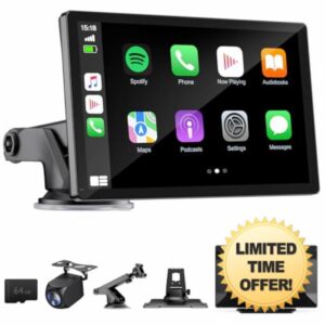 9" Wireless Apple Carplay Screen for Car with 4K Dash Cam