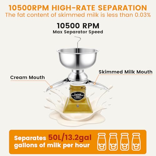 10500RPM Creams Maker Separator with 5L Bowl Capacity for Fresh Goat Cow Milk