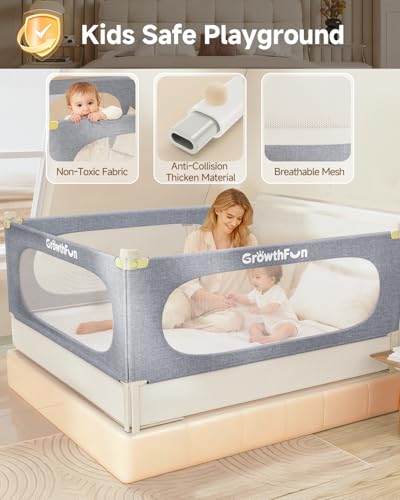 Kids Safety Toddler Bed Rail for Queen Size Bed (78.7"x78.7"x59"- Grey).