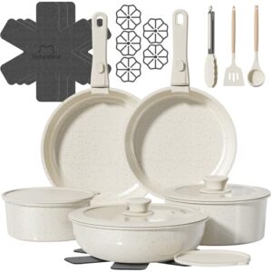 Ceramic Cookware Set Non Toxic with Detachable Handles