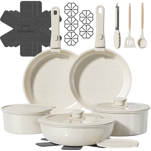 Ceramic Cookware Set Non Toxic with Detachable Handles