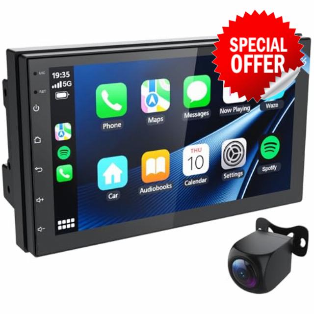 7" Wireless Double Din Car Stereo with Bluetooth