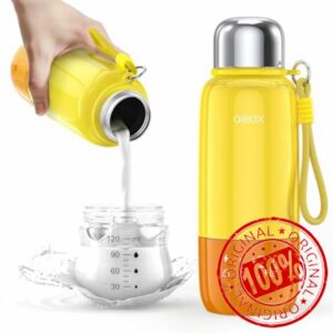 QIBOX Portable Bottle Warmer for Travel - 3Min Fast Heating of Breast Milk and Formula