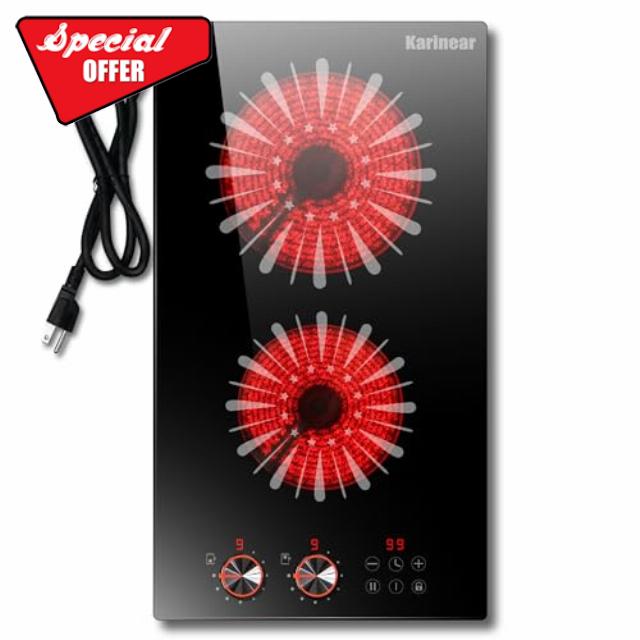 Karinear 110V Electric Cooktop 2 Burners