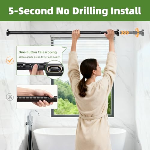 Adjustable Tension Shower Curtain Pole for Bathroom Renter Friendly