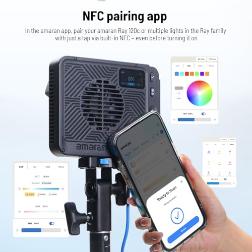 APP Control Bowens Mount LED Lights for Photography w/Softbox Portable Bag (Ray 120c)