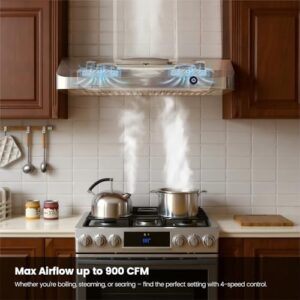 900 CFM Stainless Steel Kitchen Vent Hood