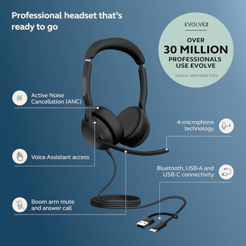 Bluetooth Headset for Work with Noise Cancelling Microphones