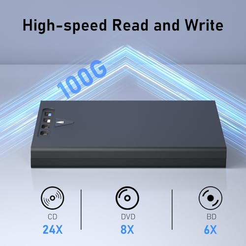 Portable External Bluray/DVD Drive for PC with USB 3.0 Type-C