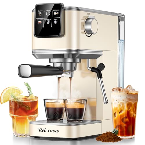 20 Bar Espresso Maker Milk Frother & LCD Panel