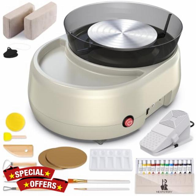 Pottery Wheel for Beginners - Upgraded Pottery Wheel with 6" Turntable with Two-Way Rotation