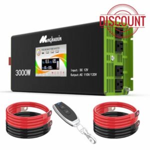 3000 Watt Inverter 12v to 110v Power Inverter 12v Inverter Pure Sine Wave Remote Control with 4 Ac Outlets and 3usb and Type-C Port