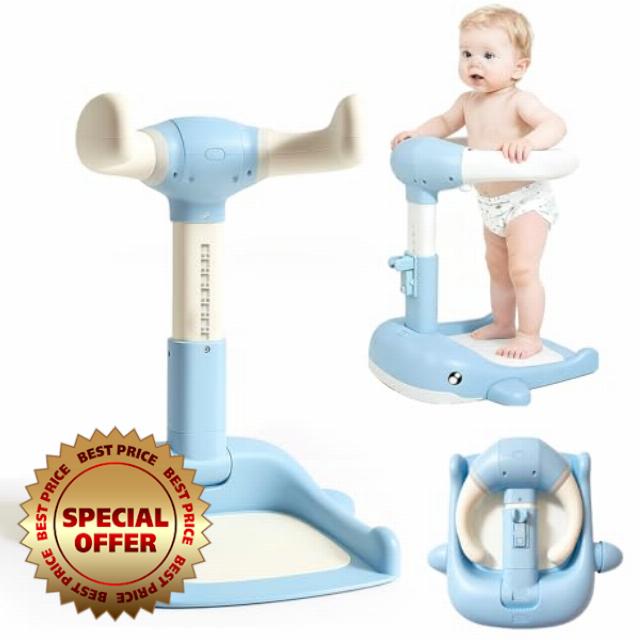 Baby Shower Stand Foldable Toddler Shower Standing Support with Anti-Slip Base Adjustable Infants Bath Support for 8-36 Months Portable Bath Helper (Upgraded-Whale)