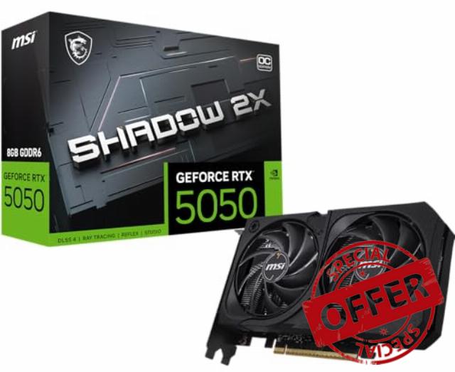 MSI Gaming RTX 5050 8G Shadow 2X OC Graphics Card (8GB GDDR6