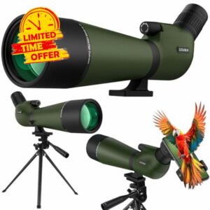 30-90x90 UHD Spotting Scope with Tripod Carrying Bag & Upgraded Phone Adapter - Super Bright BAK4 Prism Waterproof Spotting Scopes for Target Shooting