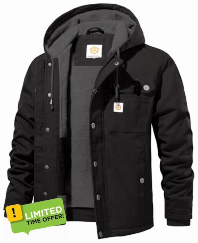 NAVEKULL Men's Winter Water Resistant Work Jacket Loose Fit Sherpa Lined Insulated Canvas Hooded Coa