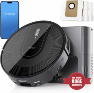 Robot Vacuum Powerful Suction: Robot Vacuum Cleaner with Self-Empty Base Storing up to 85 Days of Dust - Wi-Fi/App/Alexa Control - Robotic Vacuum Ideal for Hard Floors