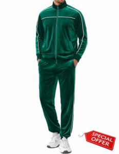 COOFANDY Mens Velour Tracksuits 2 Piece Set Outfits Zip Up Sweatsuits Velvet Jacket Pants Se