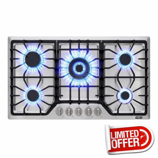 30 inch Gas Cooktop with 5 Italy SABAF Powerful Burners.Max 48