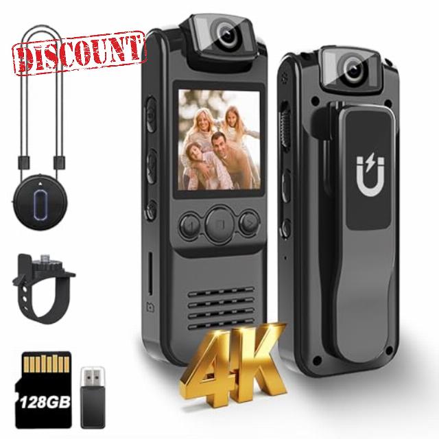 4K Body Camera with Audio and Video Recording