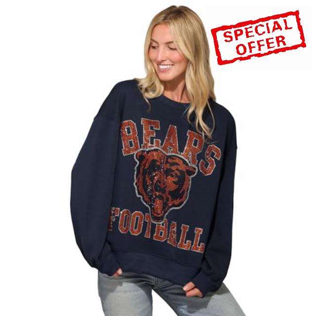 FOCO Women's NFL Rhinestone Team Logo Oversized Crew Neck Sweatshi