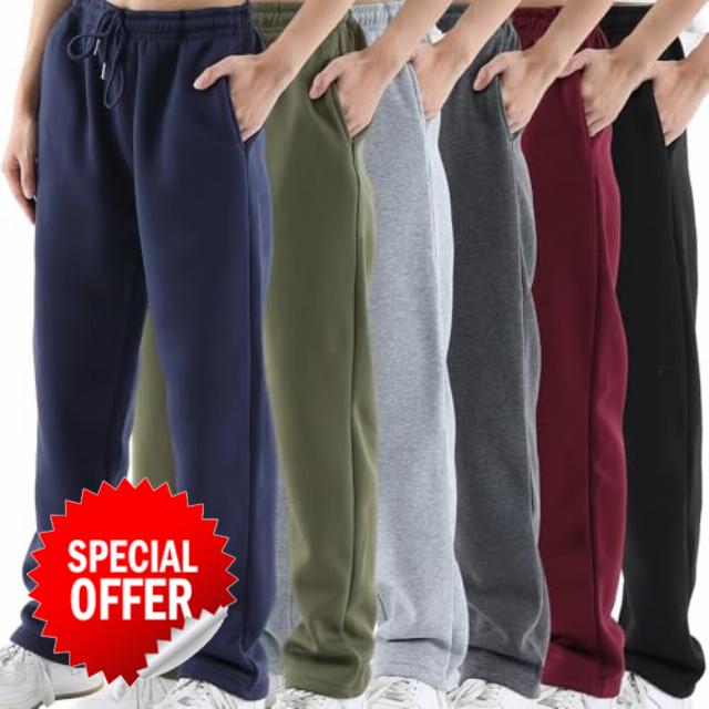 6 Pcs Boys Fleece Sweatpants Youth Joggers & Open Bottom Athletic Pants Kids Warm Active Sweatpants Sizes 6-16